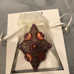 Copper Brooch with pink Stones